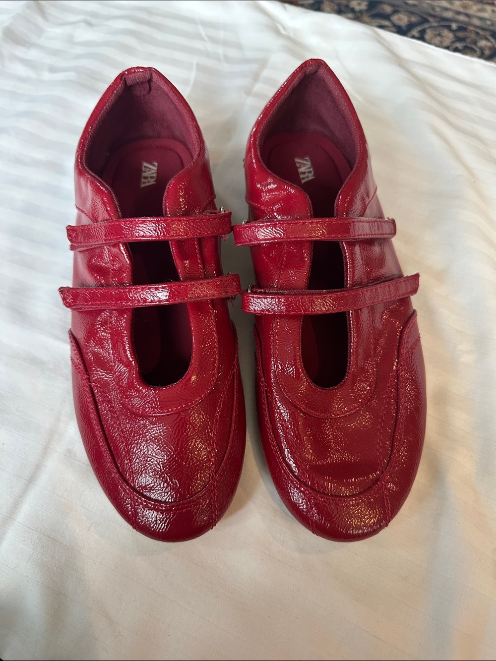 Zara NWOT Red Patent Double-Strap Espadrilles